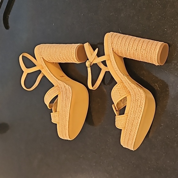 💕COACH💕 Talina Platform Raffia Espadrille Sandal ~ Neutral 10 New without Box - Picture 12 of 16